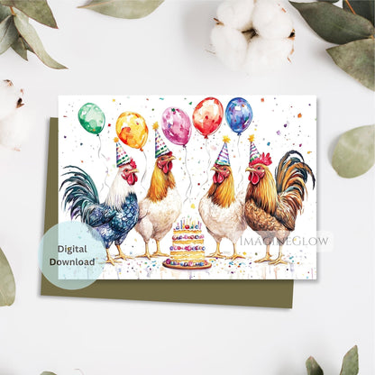 Digital printable chicken birthday card
Farm animal birthday greeting card chicken

