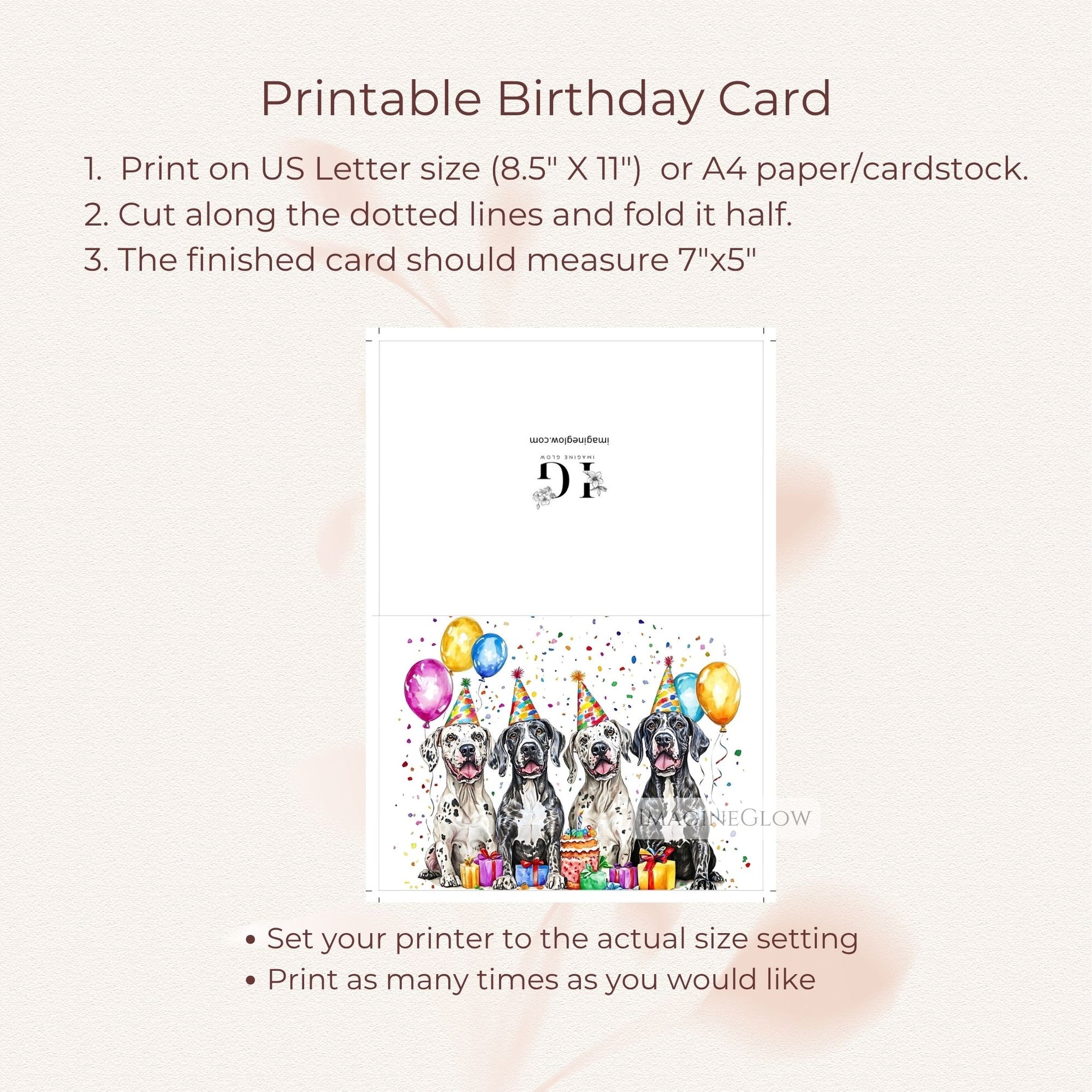 great dane digital card
cute great dane party card
