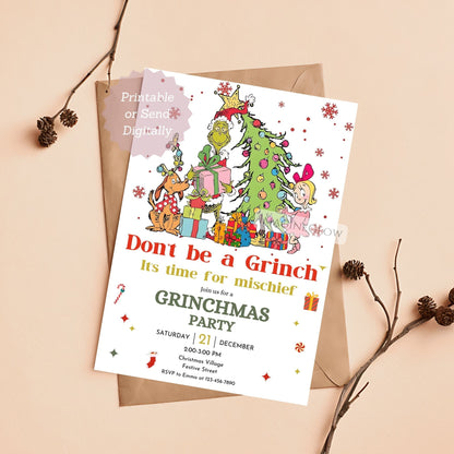 grinch christmas celebration invitation
