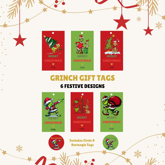 grinch themed christmas favor tags
holiday grinch printable gift labels

