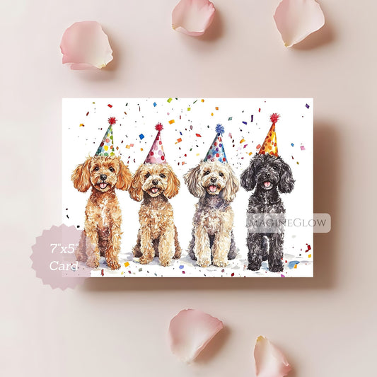 printable Poodle greeting card
cute Poodle puppy card

