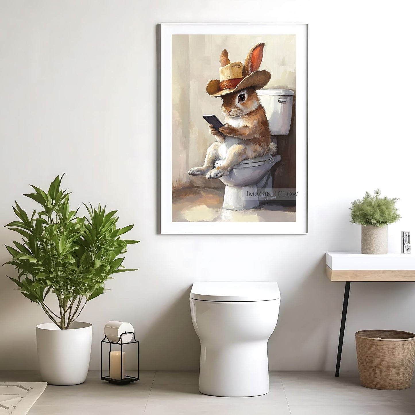 Quirky cowboy rabbit digital download for wall art
