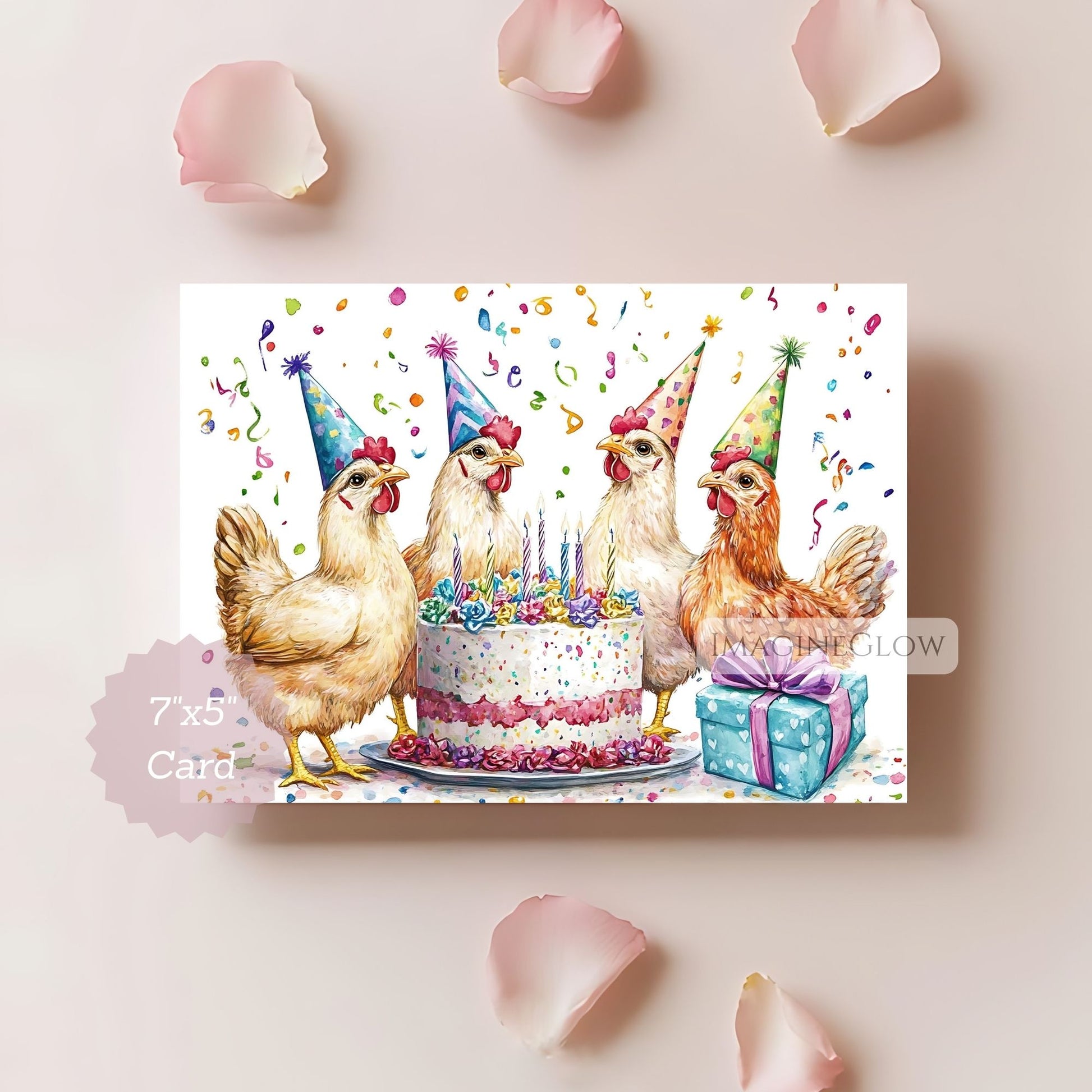 barnyard theme birthday greeting
country style chicken card

