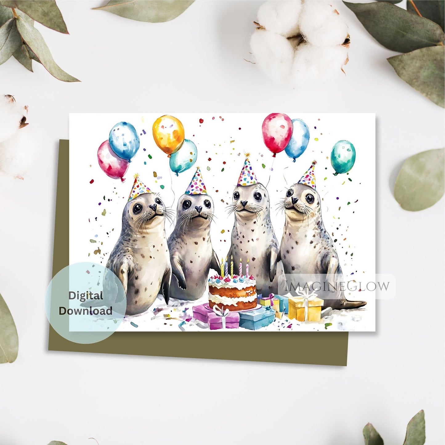 Funny seal wildlife birthday greeting card
Printable seal birthday card for kids and adults
Unique seal birthday card digital download
