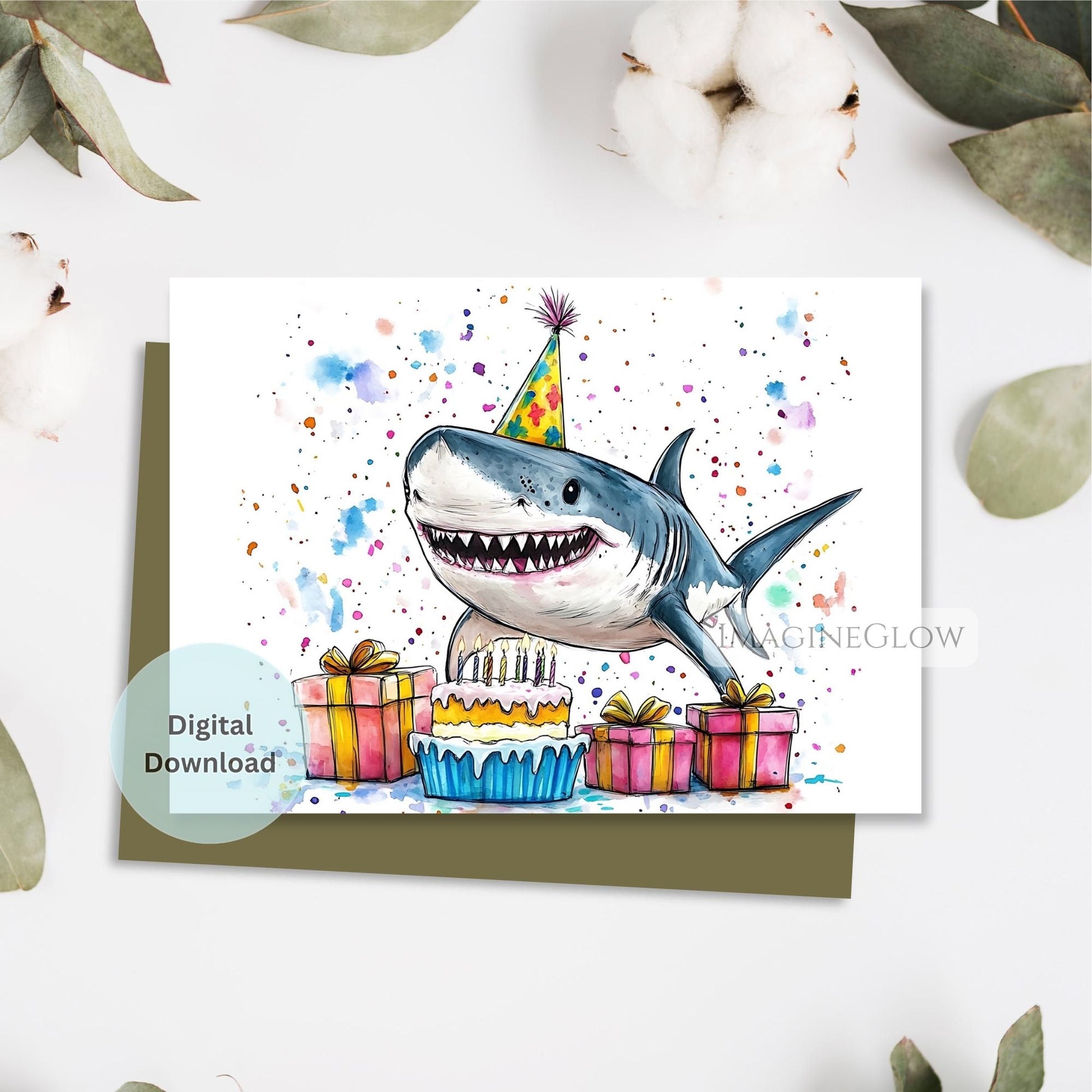 underwater birthday card for boys
shark greeting card printable
