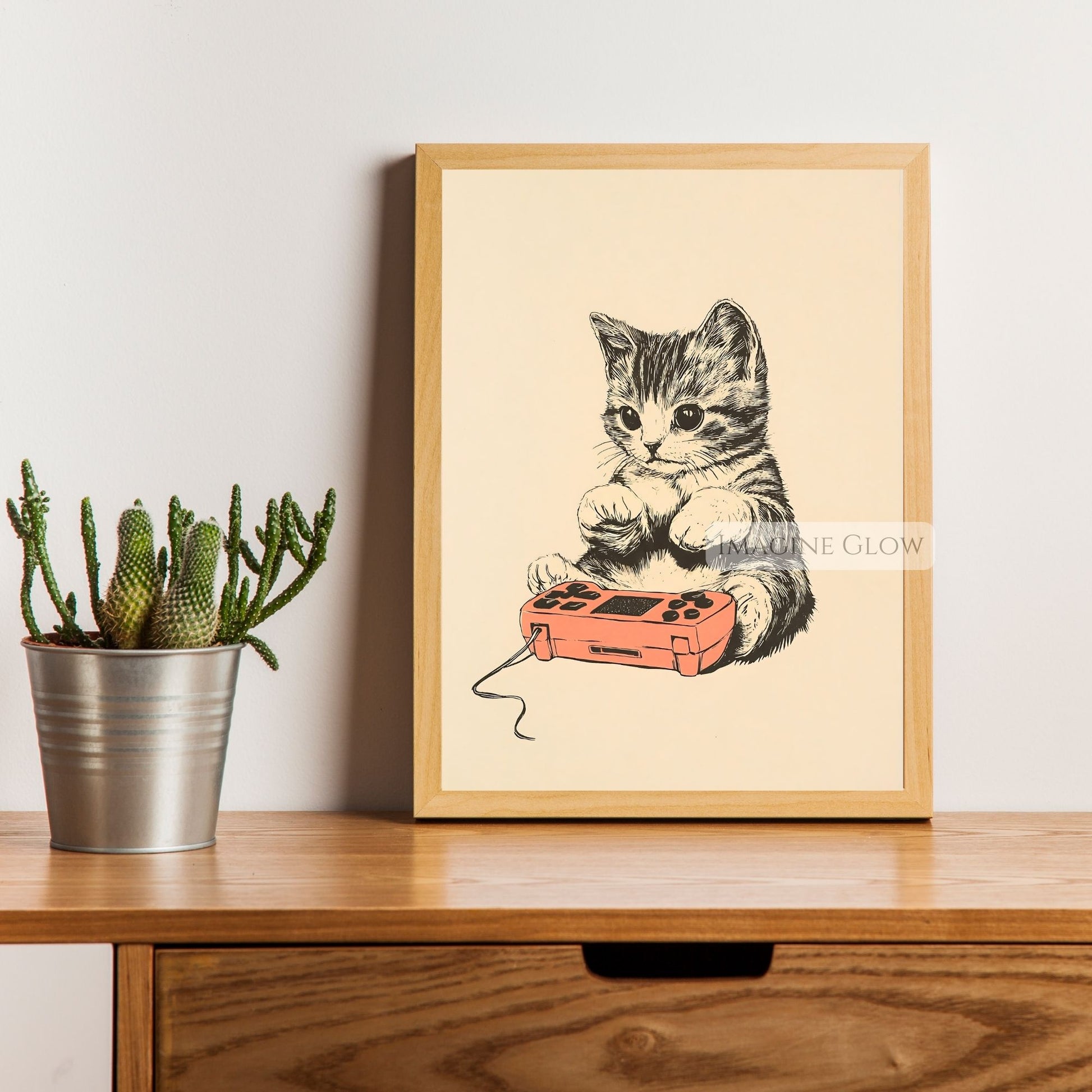 Quirky Gaming Cat Art for Home
