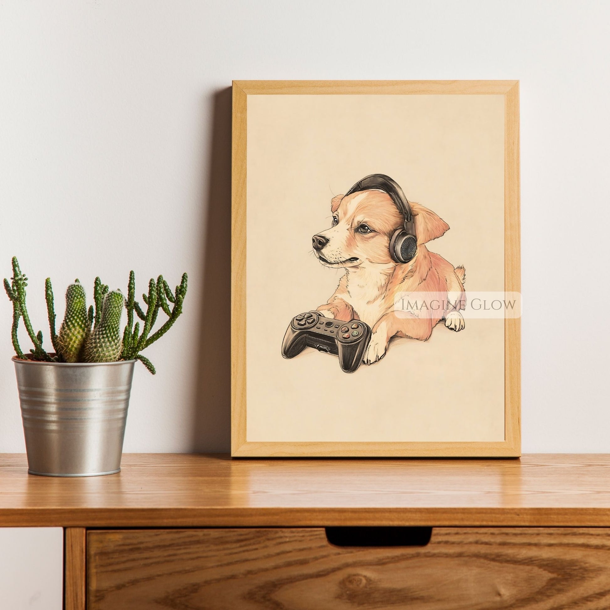 Unique gaming dog print for video game lovers