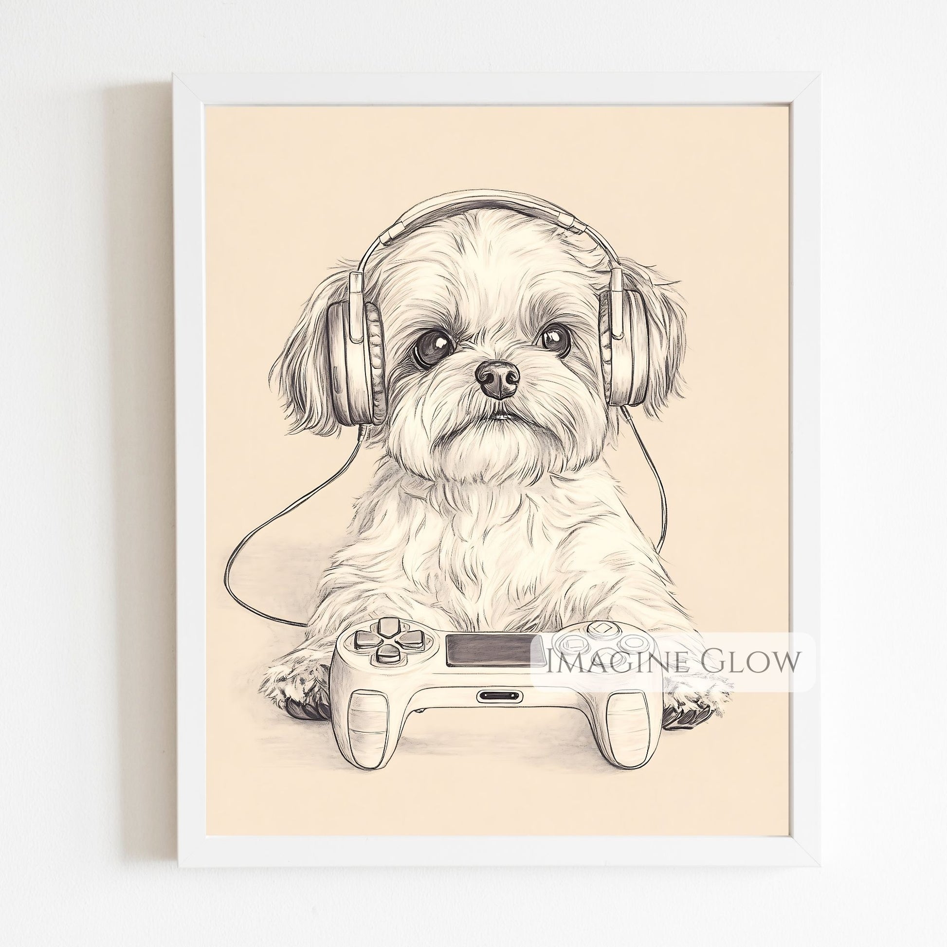 Stylish gamer dog poster for gaming setups