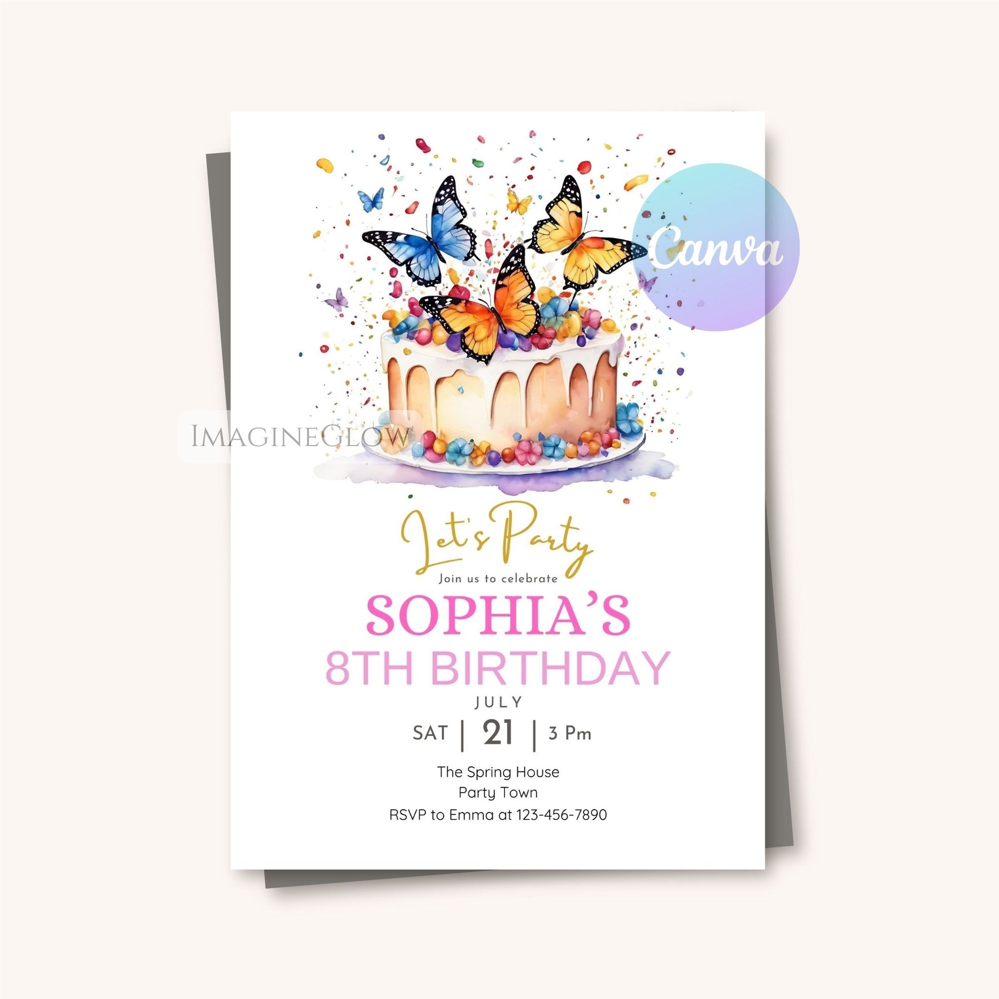 cute butterfly birthday party invite for kids
