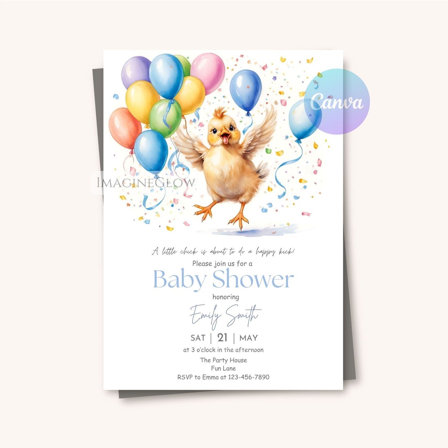 spring chick baby shower invite

