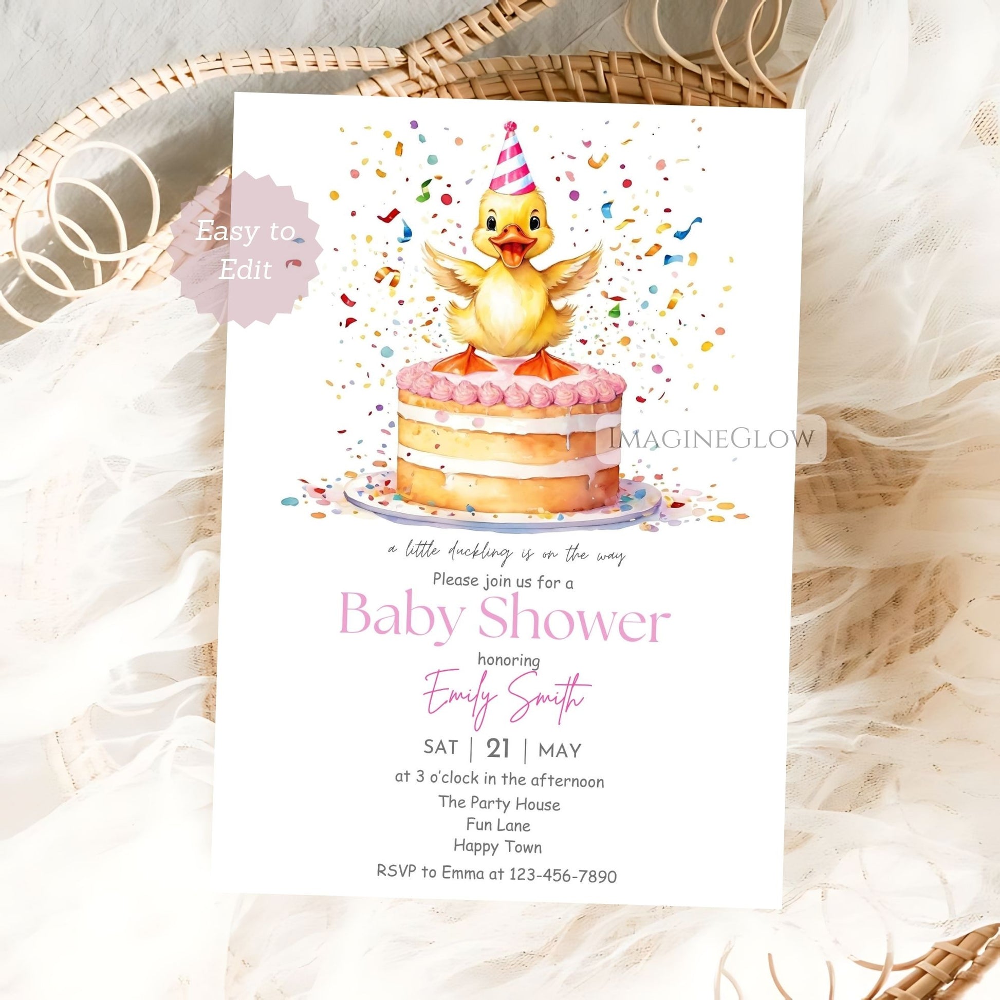 Editable rubber duck baby shower invitation
