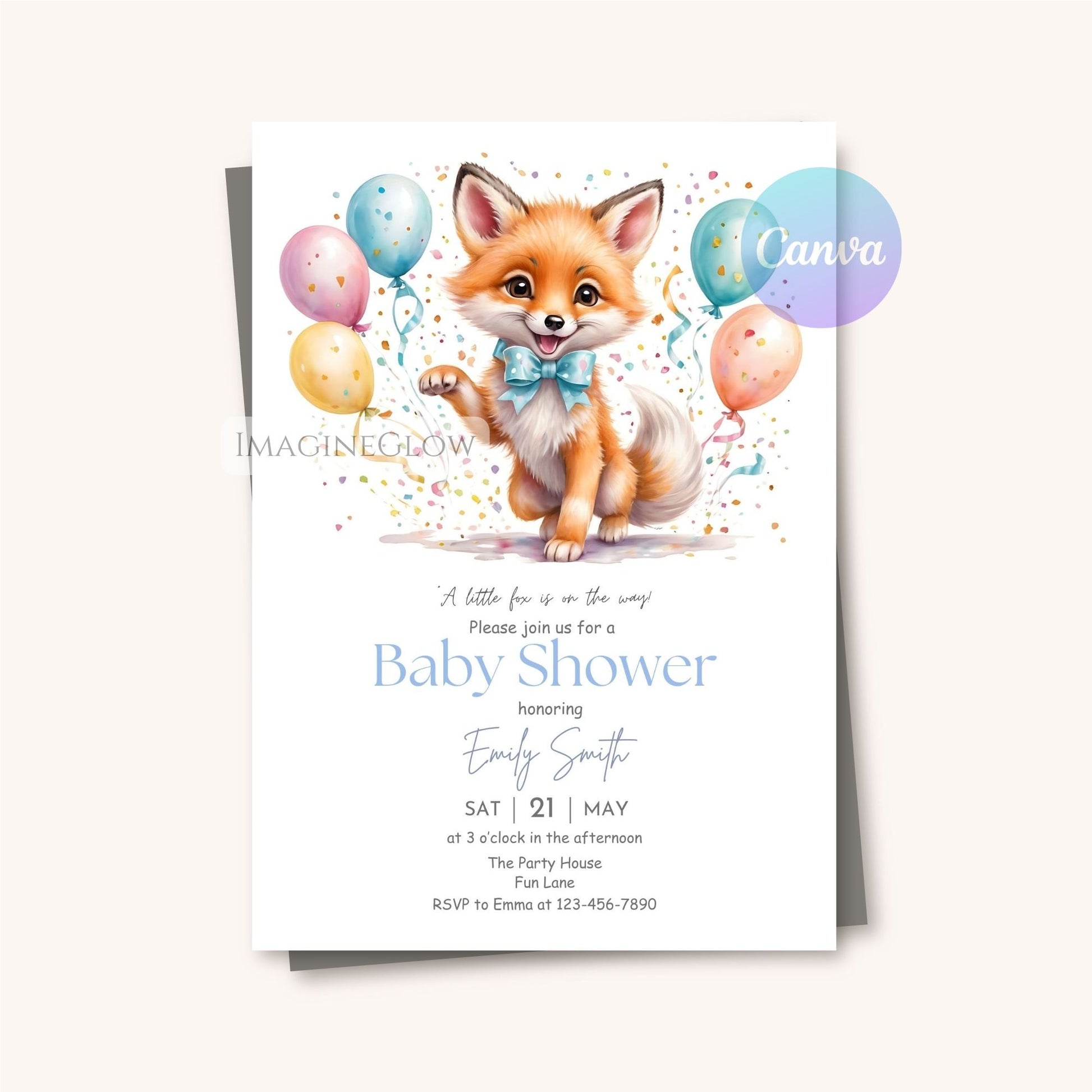 canva baby shower invite rustic woodland
