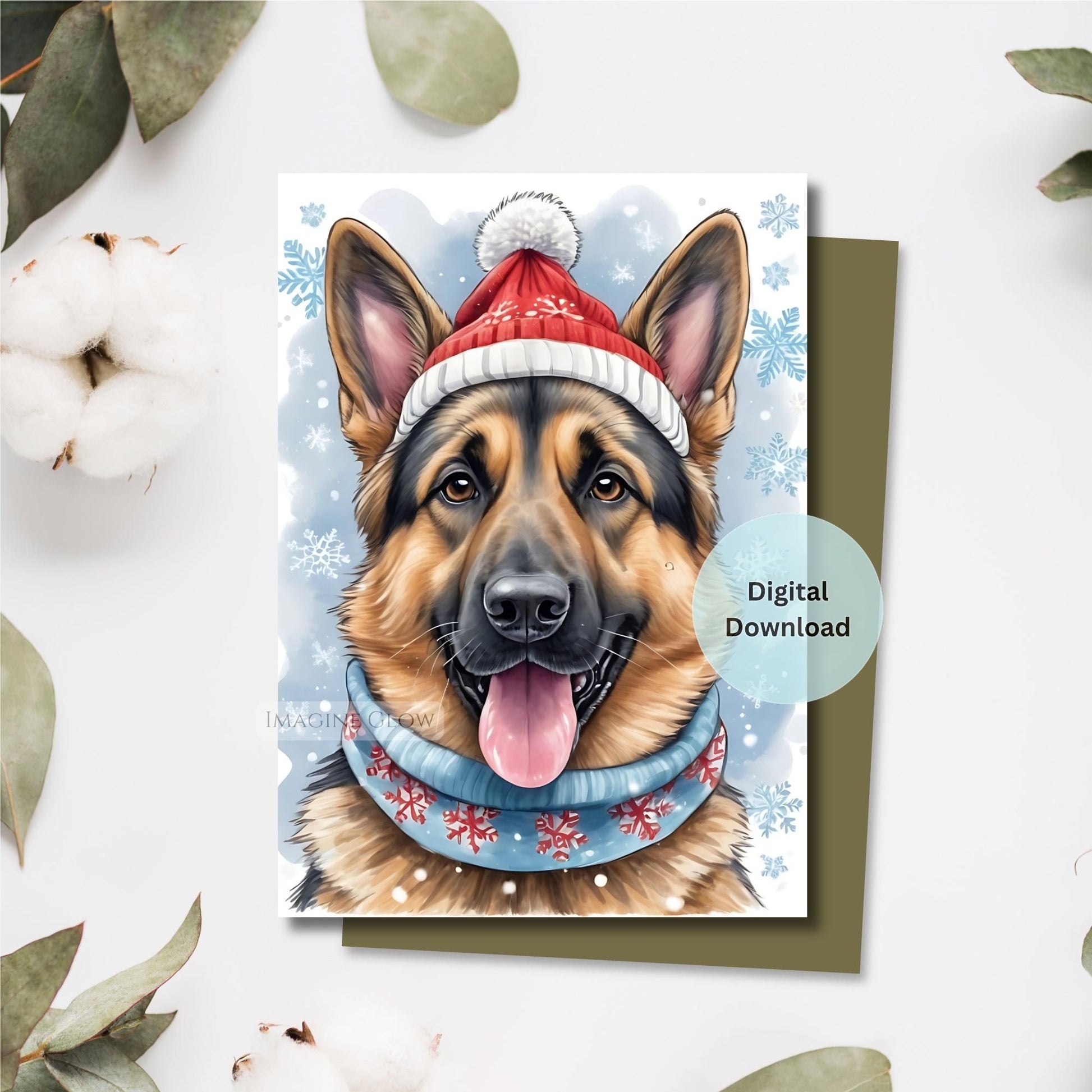 printable german shepherd holiday greeting card
festive gsd christmas card digital
