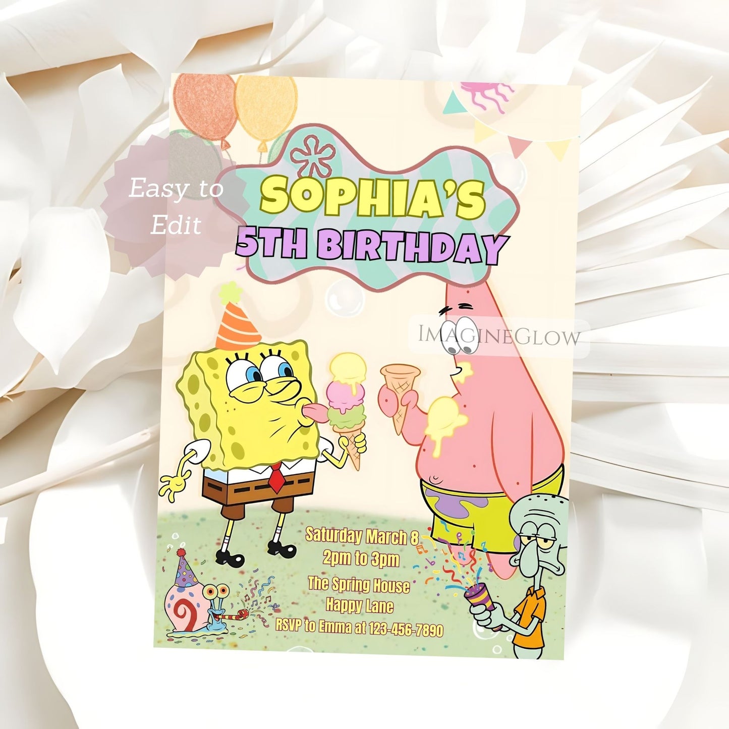 girl cartoon party invitation
