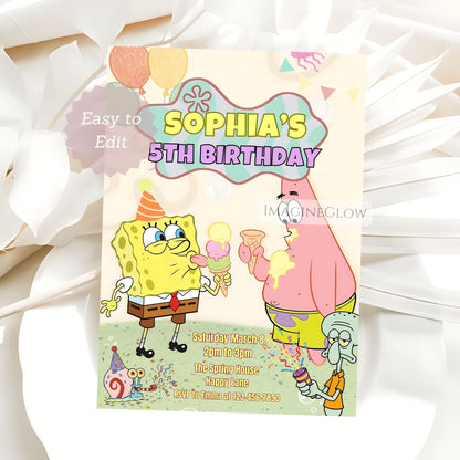 girl cartoon party invitation
