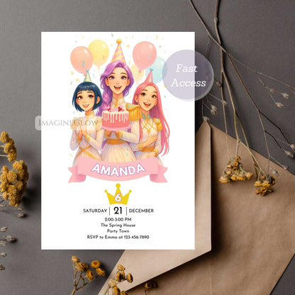 kpop demon hunters birthday invitation
girl anime party invitation
