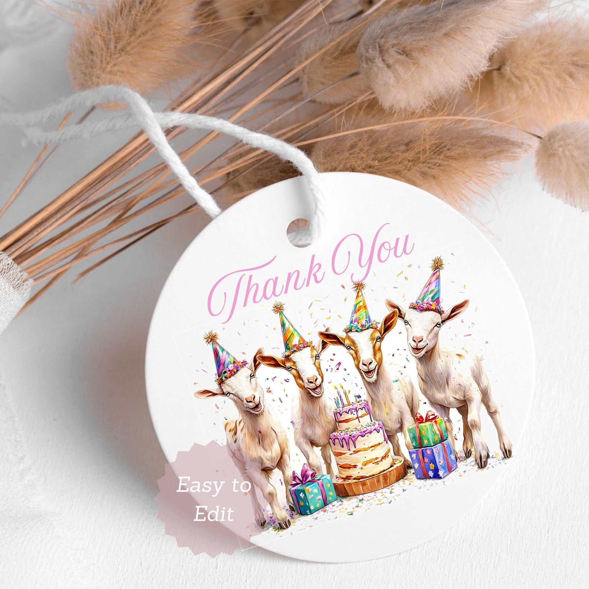 Cute goat thank-you labels
Goat birthday favor tags

