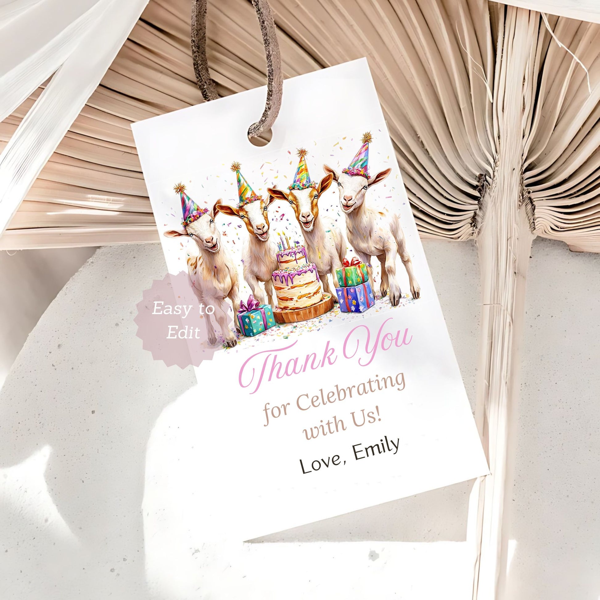 Goat party favor tags
Farm animal thank you tags



