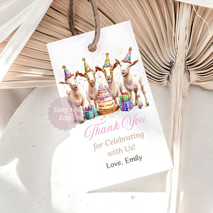 Goat party favor tags
Farm animal thank you tags


