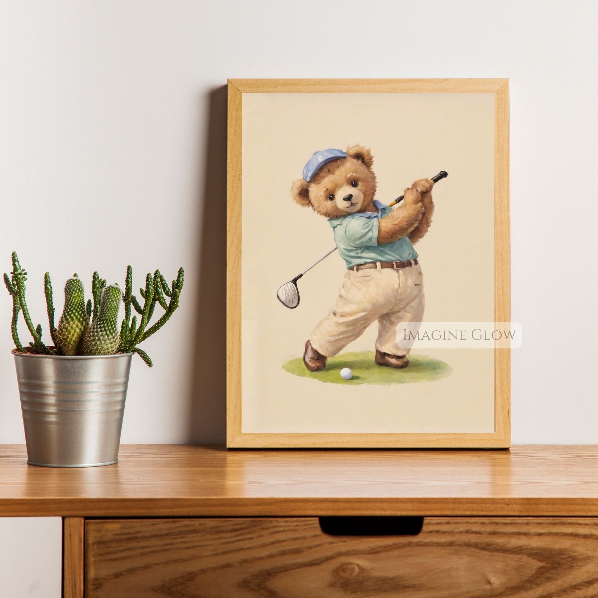 vintage bear golf illustration
