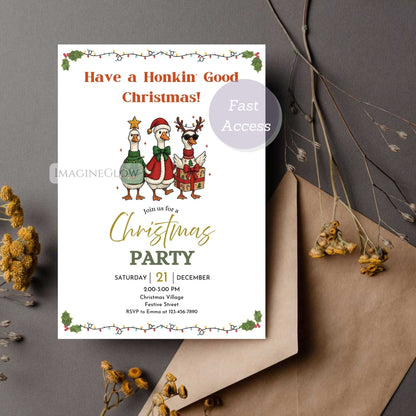 rustic christmas party invitation design
