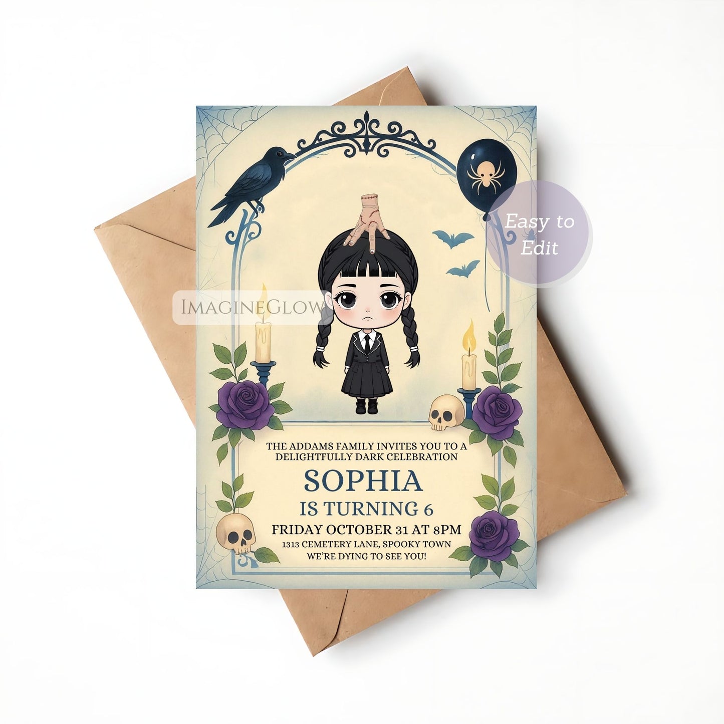 editable wednesday theme invitation
