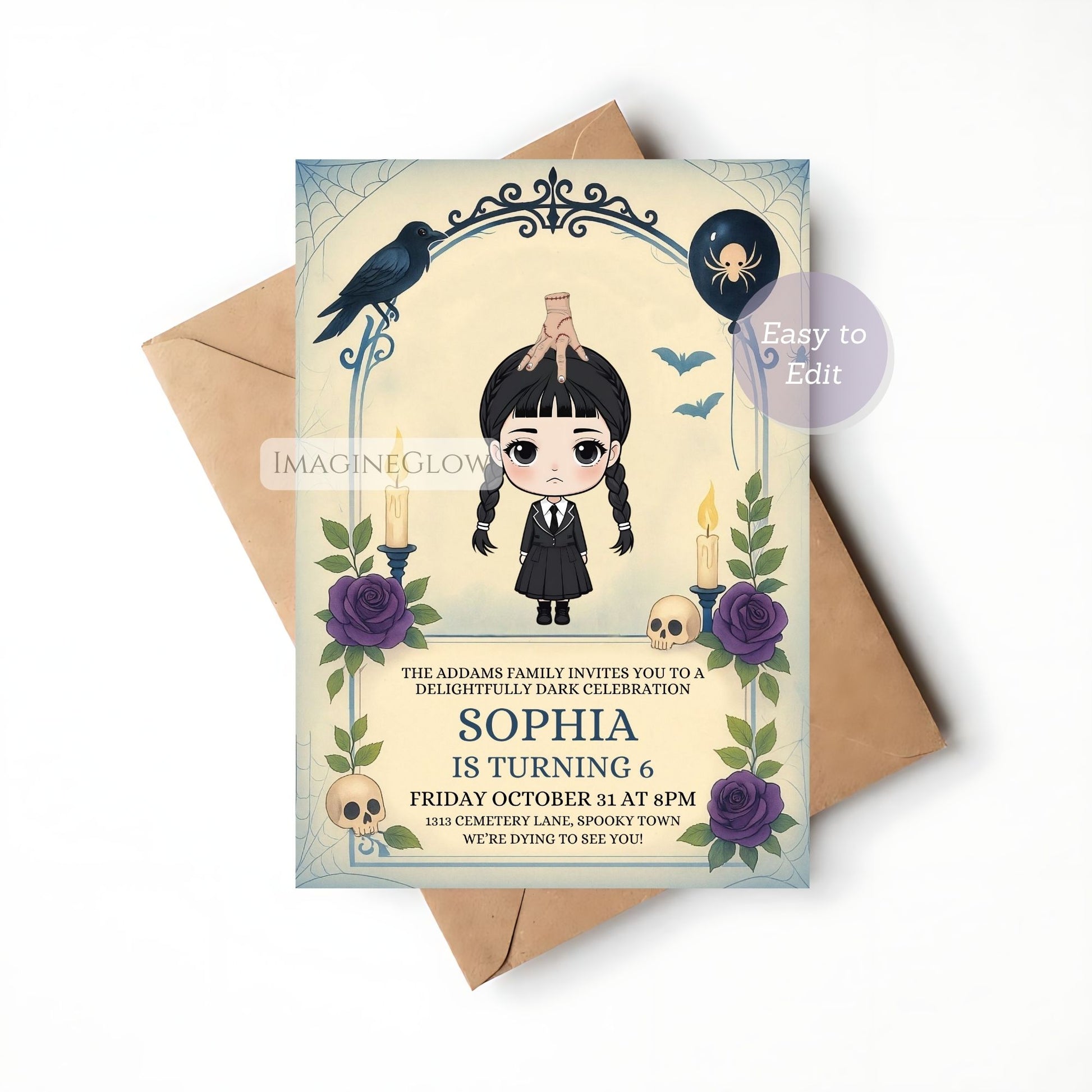 editable wednesday theme invitation
