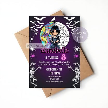 Addams Family style birthday invite

