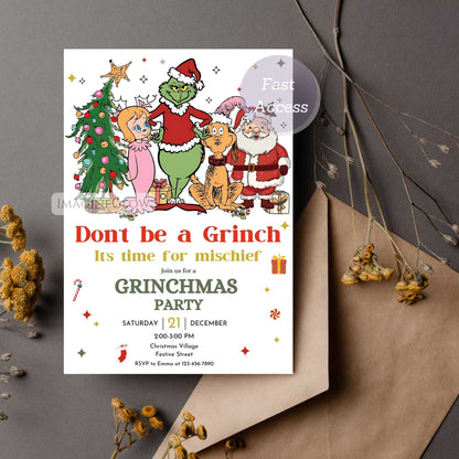 printable grinchmas invitation template
editable grinch christmas party invitation
