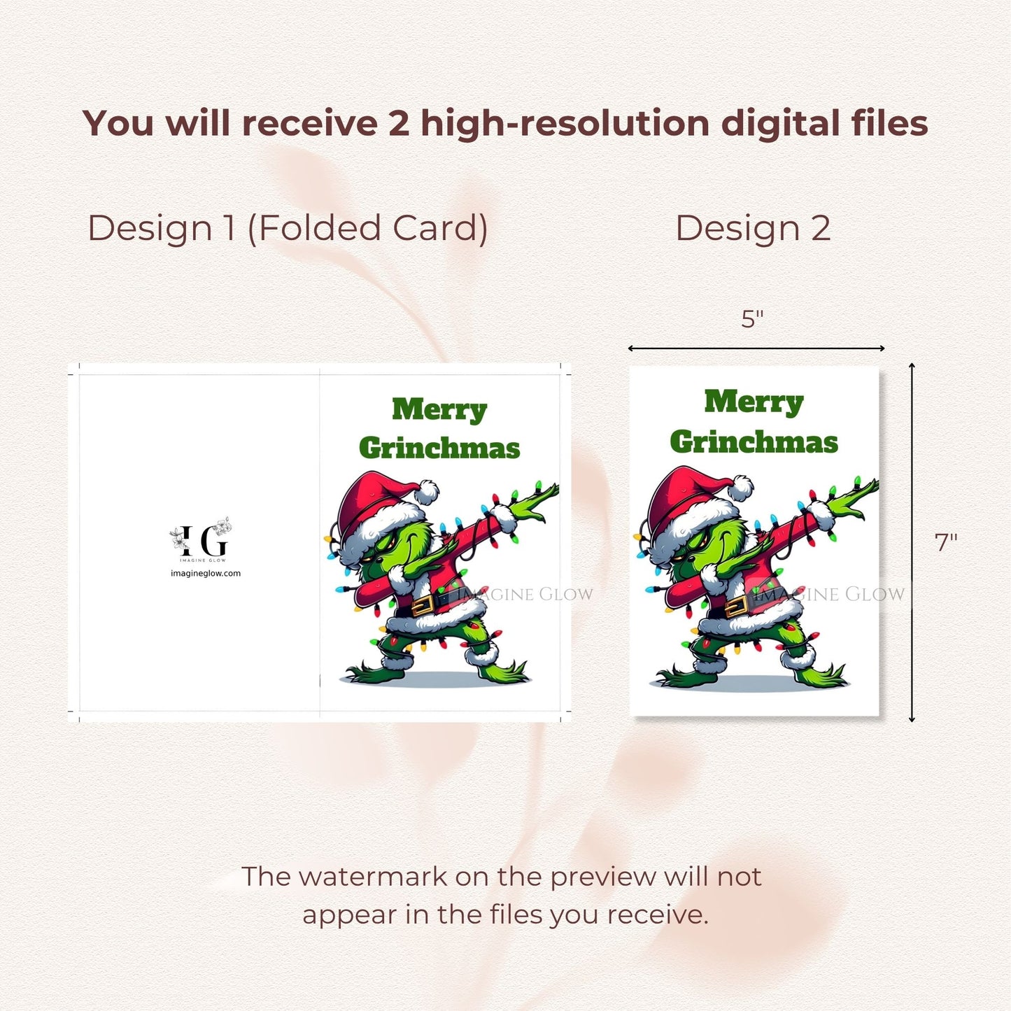 printable grinch christmas card pack
