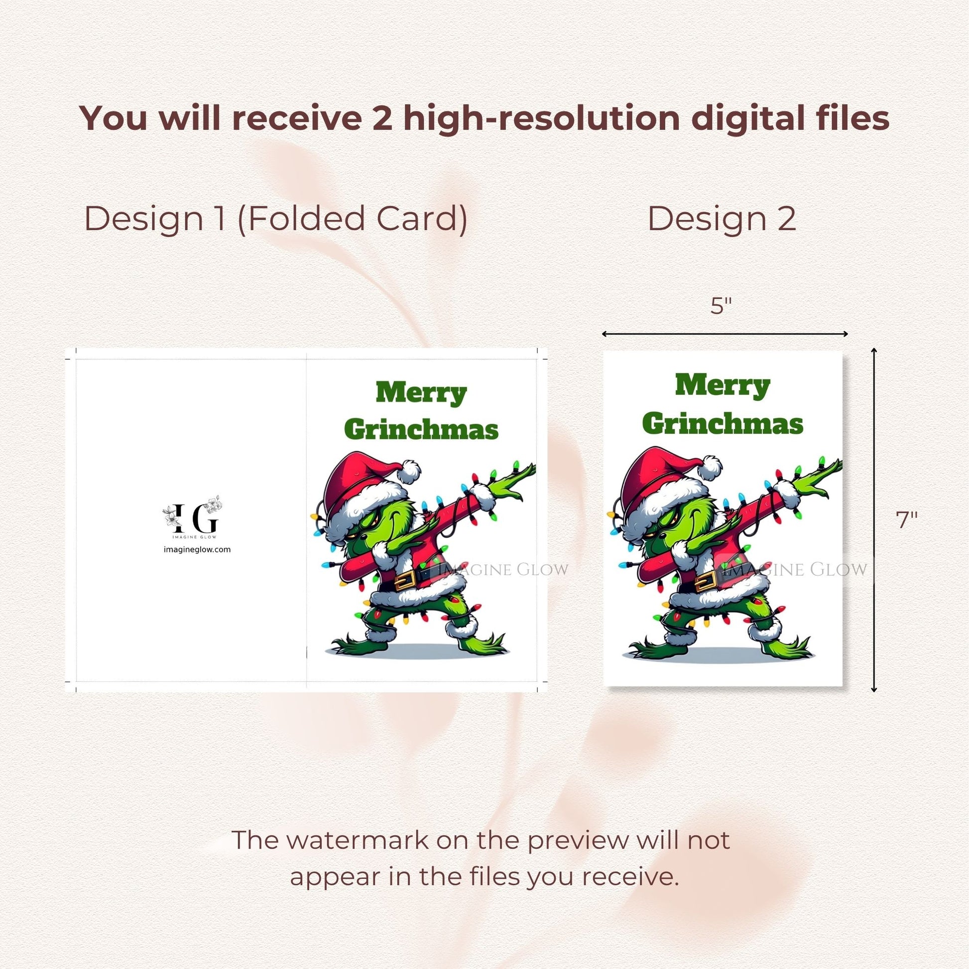 printable grinch christmas card pack
