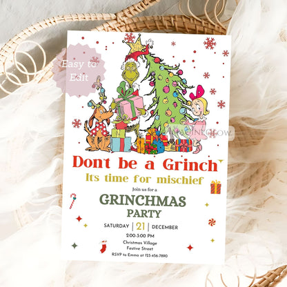 printable grinchmas christmas invite
grinch themed holiday party invitation
