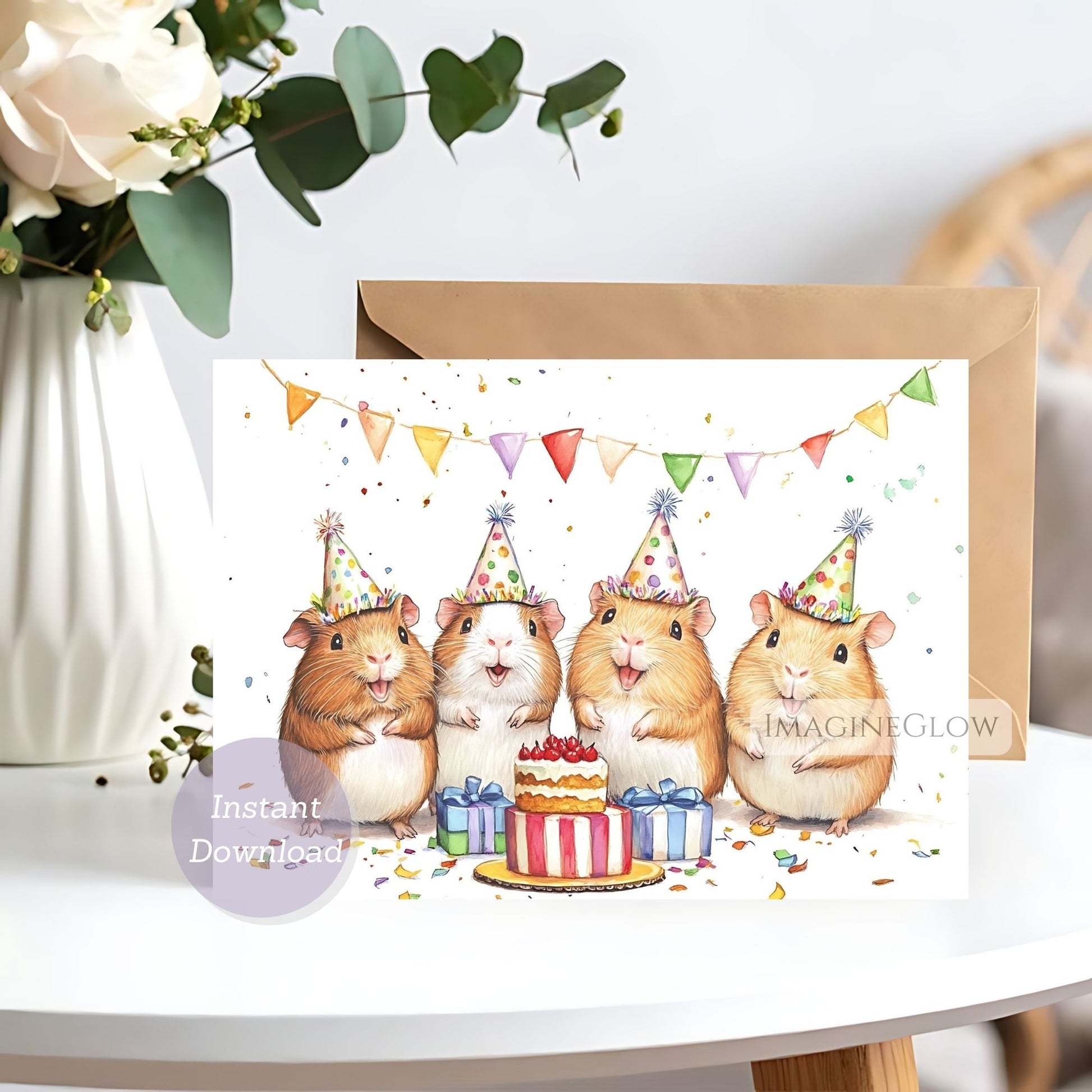 Cute guinea pig greeting card
Birthday card for pet lovers
Pet-themed birthday card
