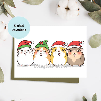 Guinea pig Christmas card for pet lovers