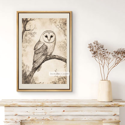 Vintage owl hand-drawn sketch for wildlife enthusiasts.
