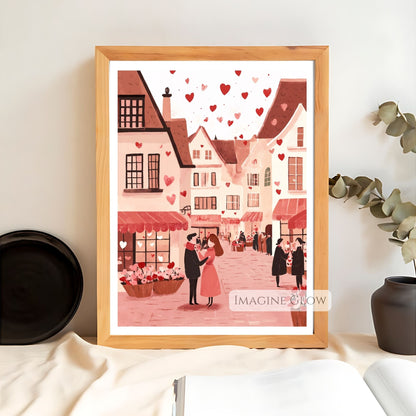 Valentine’s Day love scene art print
