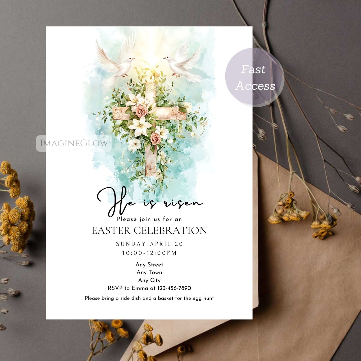 Editable Christian Easter Invitation for Church Gatherings
