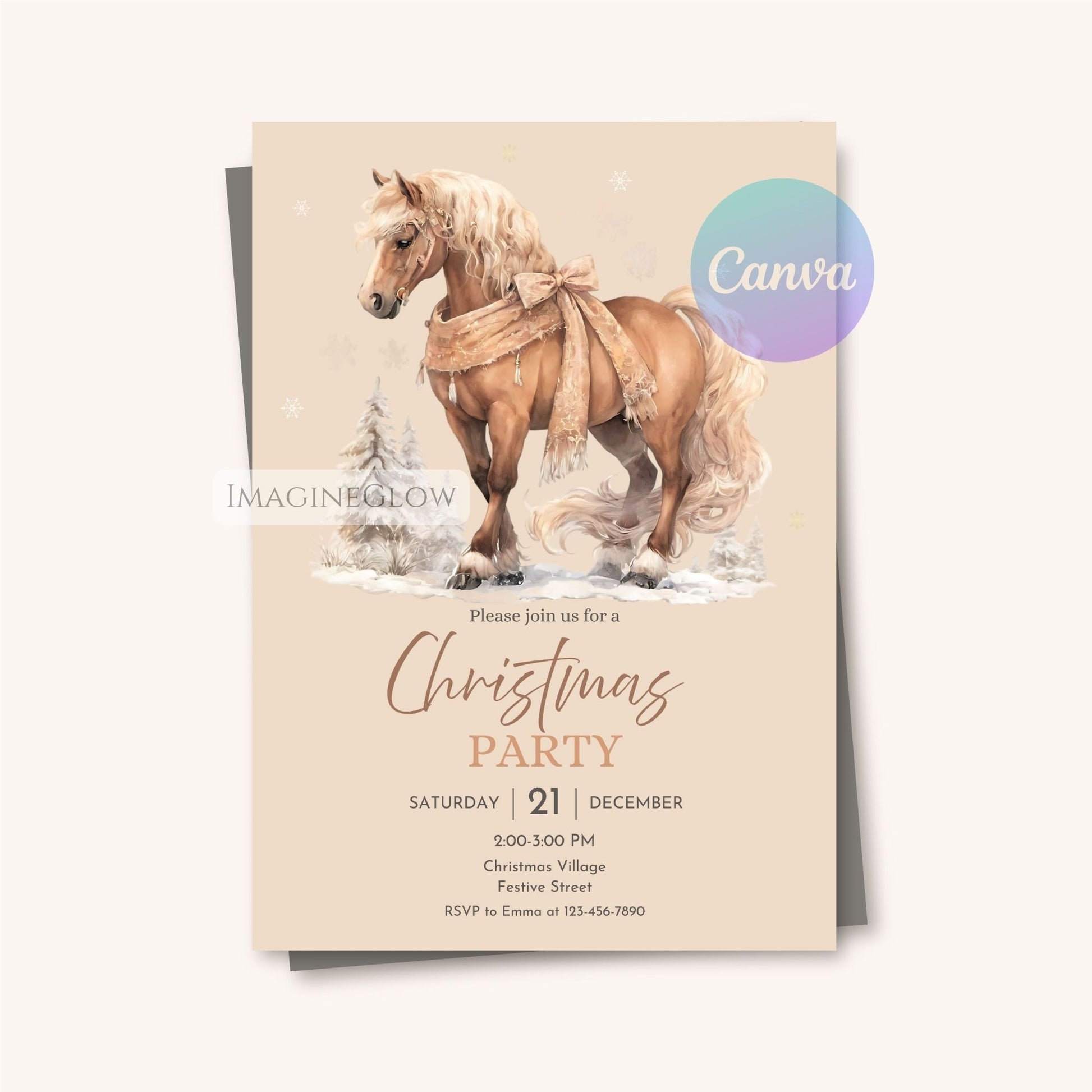 farmhouse christmas horse party invite
equine themed holiday invitation template
