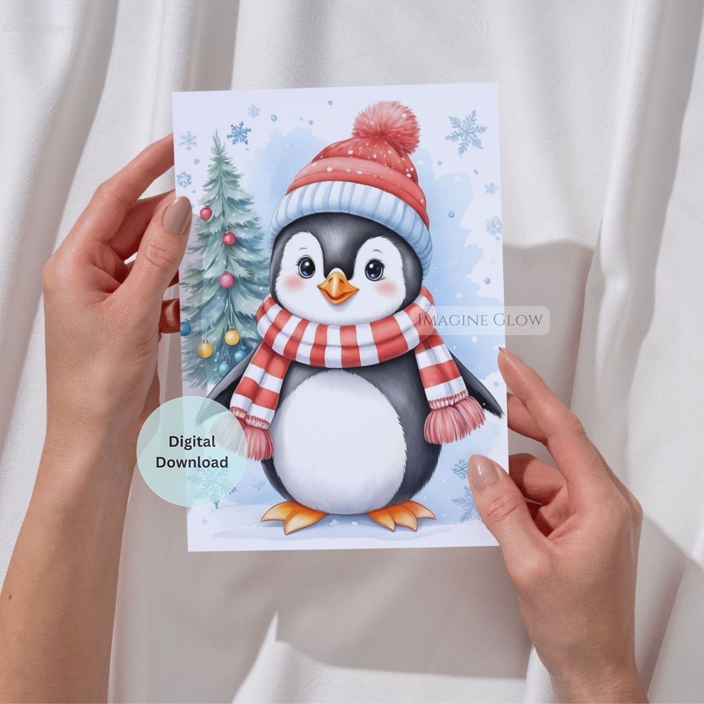 penguin christmas card winter holiday greeting
