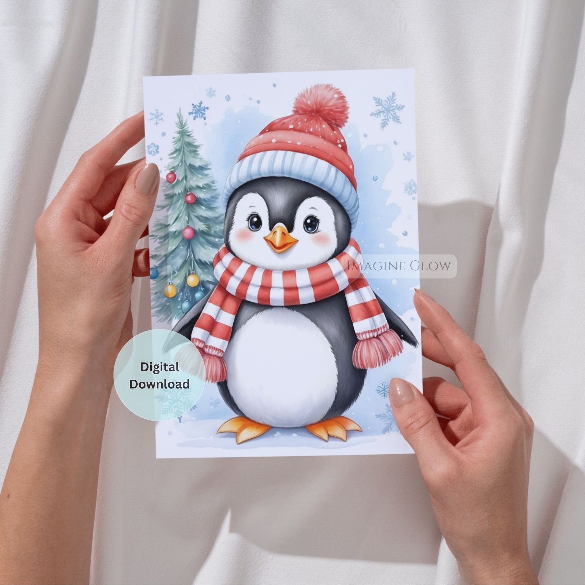 penguin christmas card winter holiday greeting

