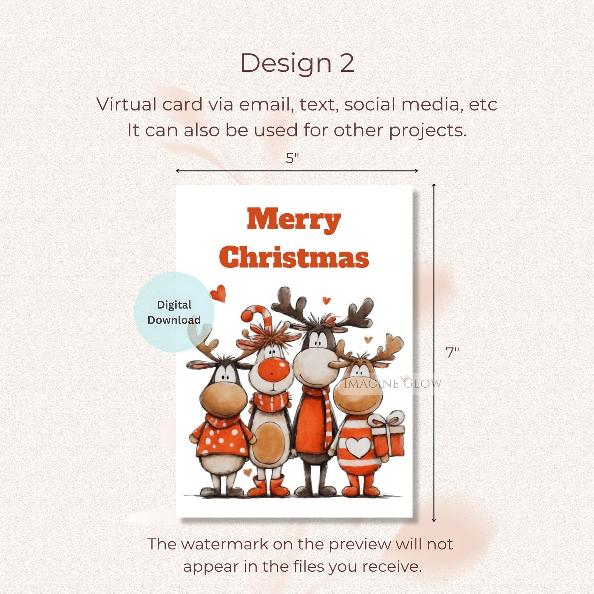 christmas reindeer greeting card