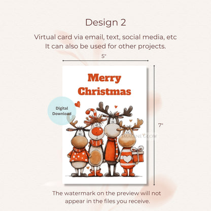 christmas reindeer greeting card