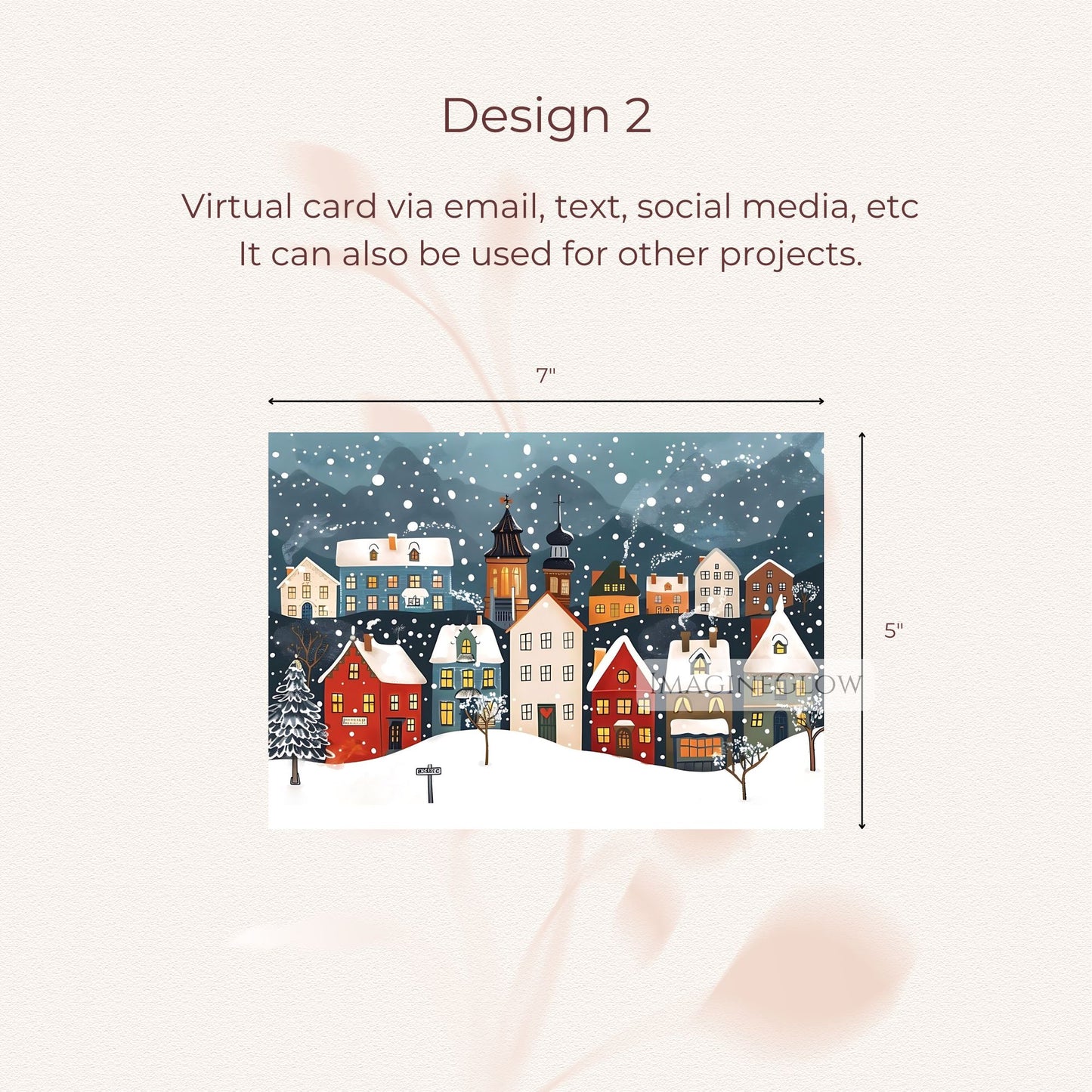 cozy christmas village snowy card
printable holiday card snowy christmas village
