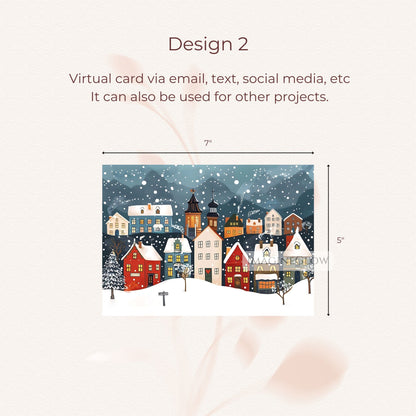 cozy christmas village snowy card
printable holiday card snowy christmas village
