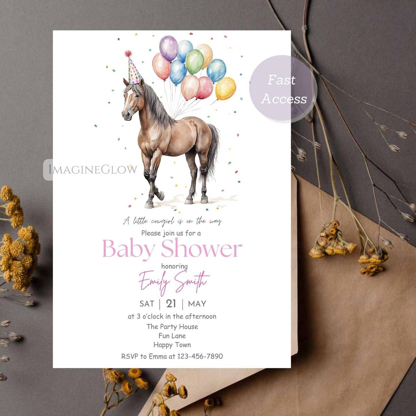 cowgirl baby shower invitation template
