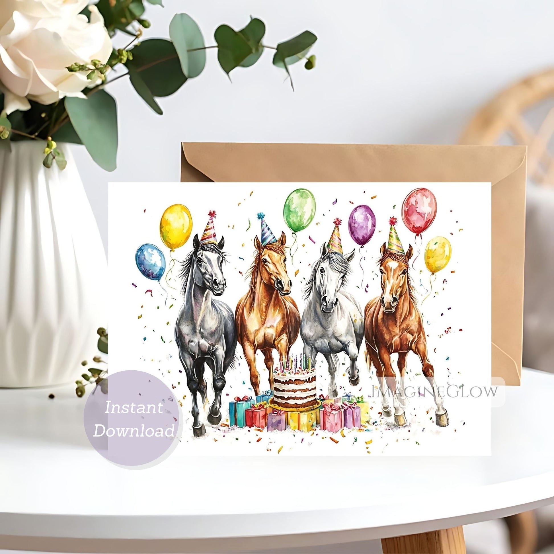 horse birthday card
printable horse birthday card
equestrian birthday card
