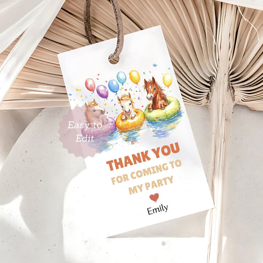 horse birthday favor tags
cowboy cowgirl thank you tags
horse party favor tag template
