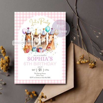 printable horse birthday card
kids pony party invitation

