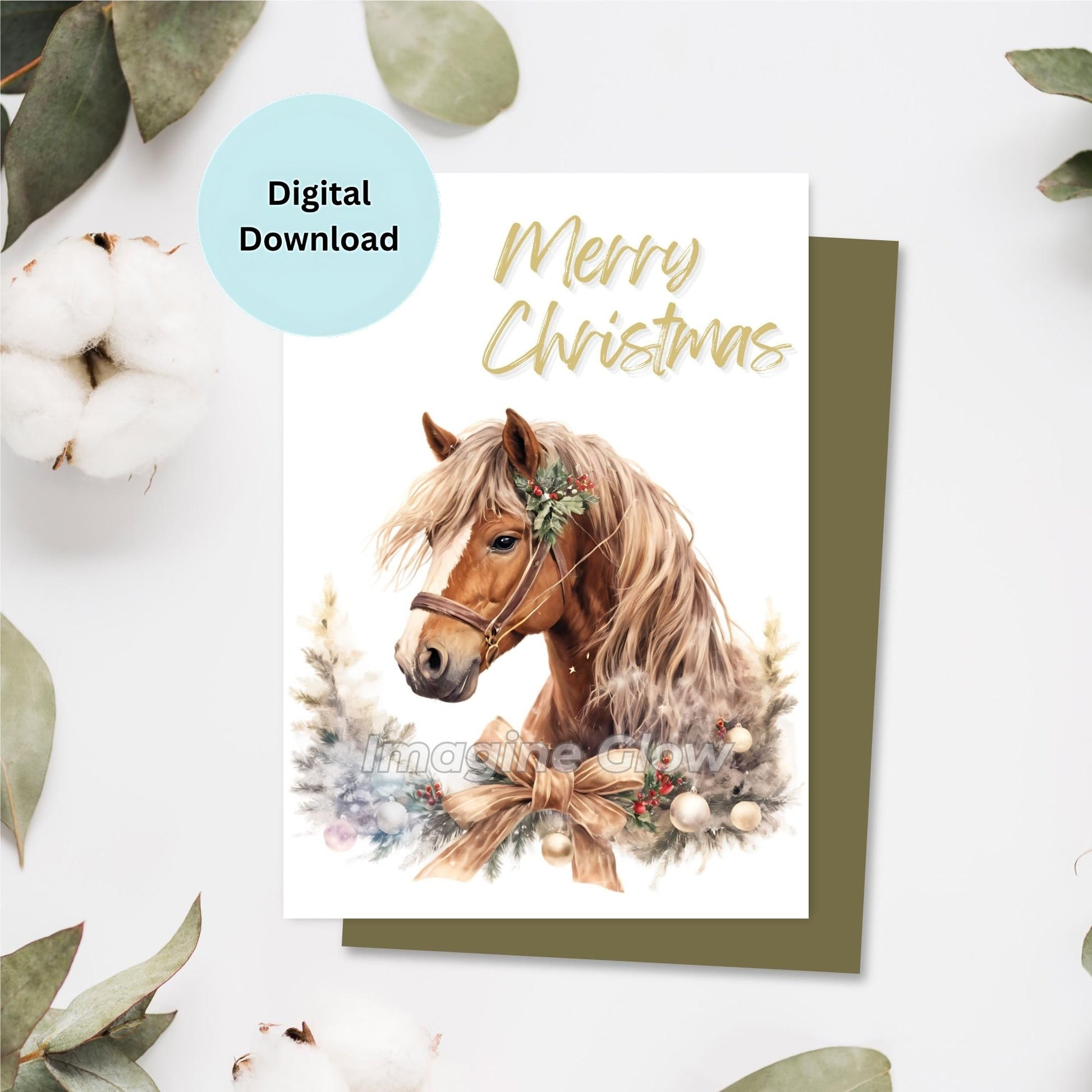 Horse Christmas card with festive holiday design for animal lovers