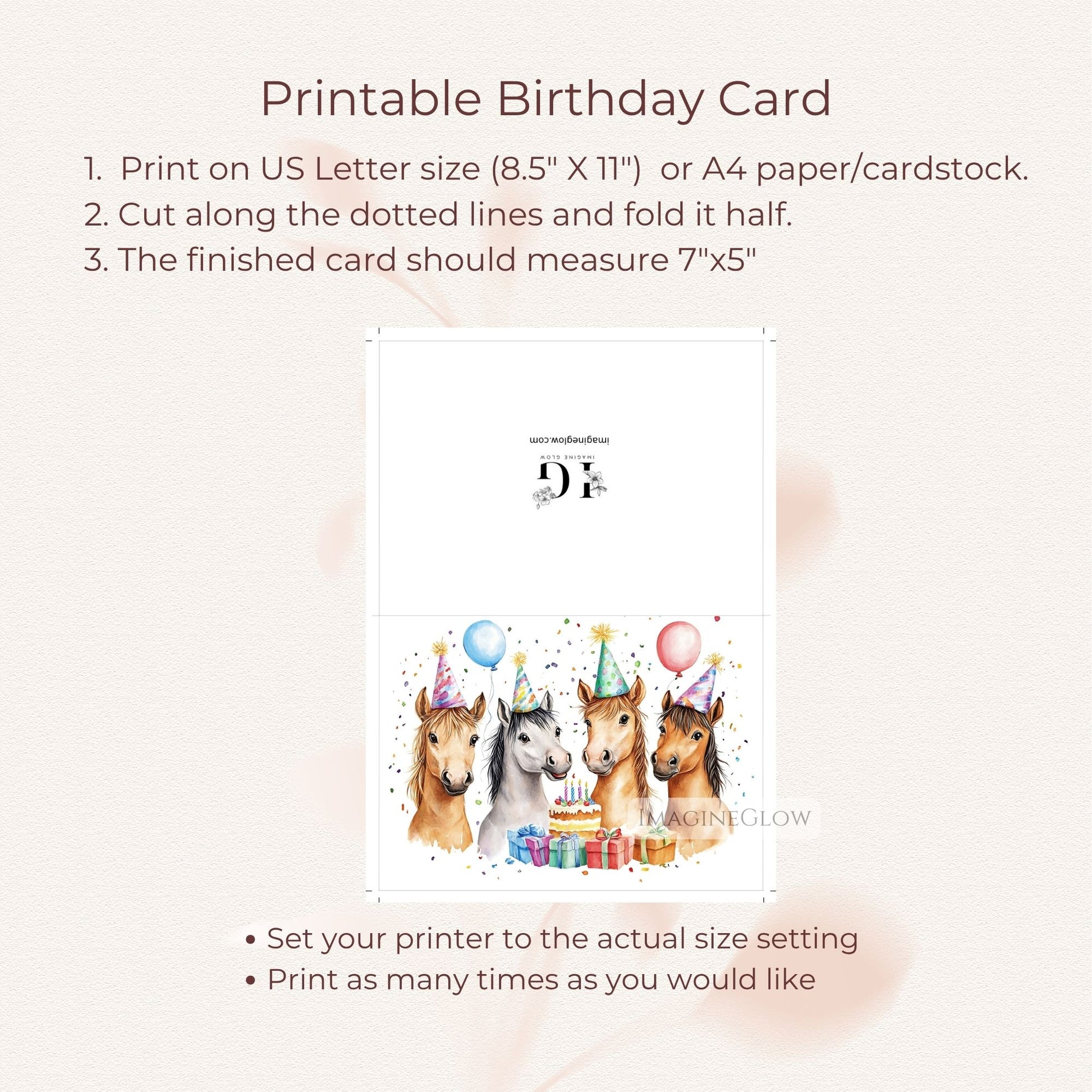 horse card for adults
country horse birthday card
digital horse greeting card
